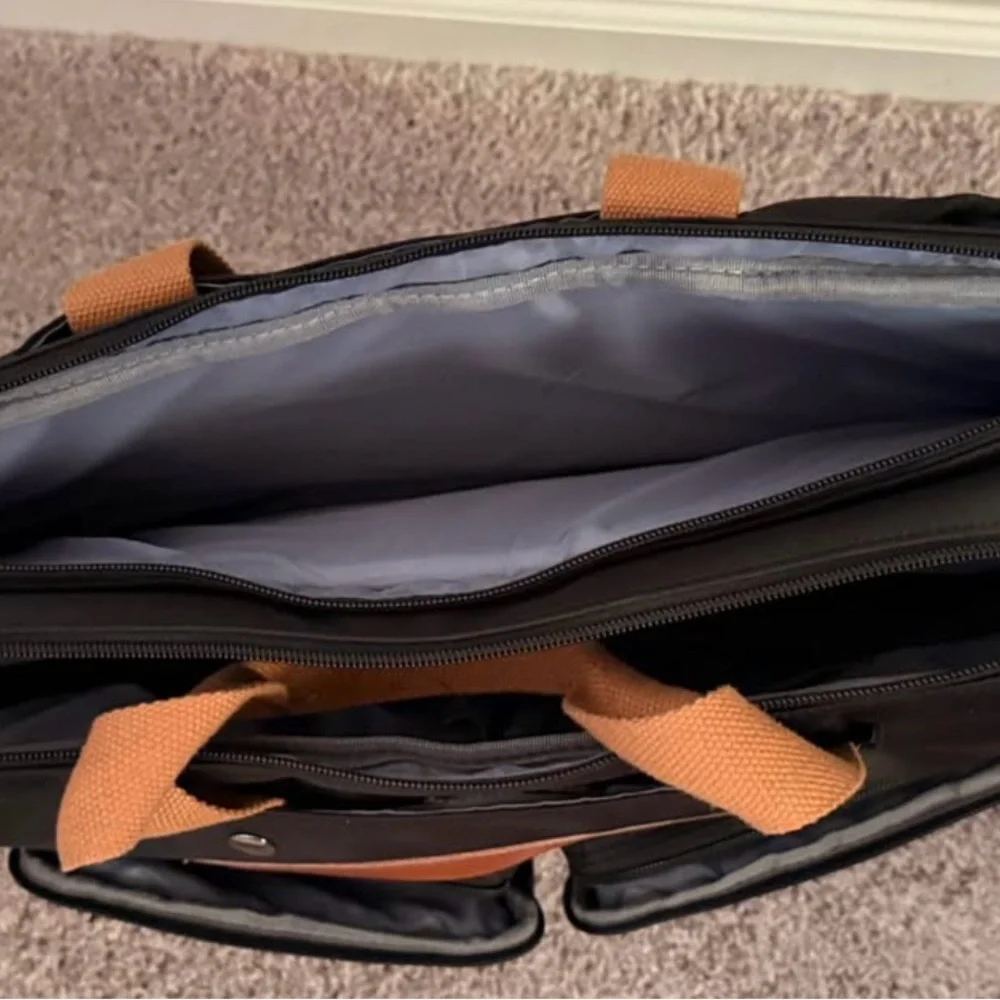 Black and Tan Briefcase Messenger Bag